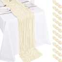10 Pack Ivory Cheesecloth Table Runner 17x108 Inch Boho Gauze Cheese Cloth Table Runners for Wedding Party Baby Shower Birthday Home Decor