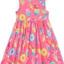 Vieille Little Girls Sleeveless Dress Cute Summer Sundress with Pocket 2-7 Years (3-4T, Donut)
