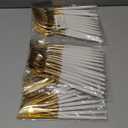 I00000 60 Pcs Gold Plastic Silverware - Heavy Duty Gold Plastic Cutlery -Super Bowl Party Disposable Silverware Set Includes 20 Gold Forks, 20 Gold Knives, 20 Gold Spoons Perfect for Wedding (60pcs, White)