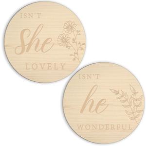 6" Double Sided Gender Reveal Wooden Sign, Boy Or Girl Pregnancy Announcement, He Or She Photography Prop, Gift for New Mom, Baby Shower, Gender Reveal, Crib and Nursery Decorations