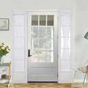 Demetex Sidelight Curtains for French Door Window Semi Sheer Rod Pocket Door Curtain Panels with Tiebacks for Door Decorations, 30 x 72 inches, Set of 2 (White Stripe)