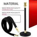 2 PCS Black Stanchions with Black Ropes - Crowd Control Barriers for Events VIP Posts with Velvet Ropes Elegant Stanchion Kit for Parties Red Carpet Poles and Safety Barriers