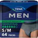 TENA Incontinence Underwear for Men, Super Plus Absorbency, Small/Medium - 64 Count
