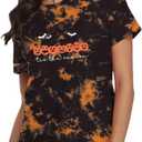 Pumpkin Spice Coffee Latte Shirt Womens Halloween Shirts Cute Spooky Season Short Sleeve Tops (Small, Tdblack)