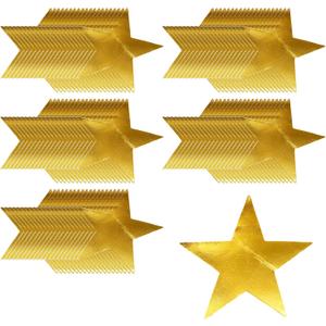 100 Gold Star Confetti Cutouts, Double Sided, 6 Inch Stars, Party Decor, Paper Material
