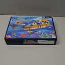 City Ocean Explorer Ship Building Set, Exploration Boat Set Toy Building Block with LED Lights, Helicopter, Submarine and Shark Cage, Birthday Gifts for 6 8 10 12 Years Old Boys Kids Girls