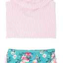 RuffleButts Girls UPF50+ Sun Protection One Shoulder Ruffle Tankini Two Piece Swimsuit (3-6 Months, Fancy Me Floral)