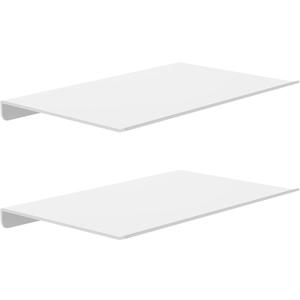 MKO 8" Small Floating Shelves for Wall, Metal Wall Mounted Shelf for Bathroom, Bedroom, Living Room, Kitchen, Little Hanging Shelves for Books/Storage/Room Decor 2 Packs, White