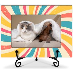 Rainbow Boho Picture Frame for 4x6 Photo, Warming Gifts for Women Men Friends Boys Girls Daughter Son, Colorful Wood Photo Frames for Tabletop Display, Desk Decor-24