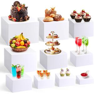 10 Pcs Acrylic Buffet Risers, Large Stackable Food Display Stand, Nesting Cube Box with Hollow Bottom, Food Risers for Buffet Table Dessert Jewelry Catering(10'' 9'' 8'' 7'' 6'' 5'' 5'' 4'' 4'' 3'')