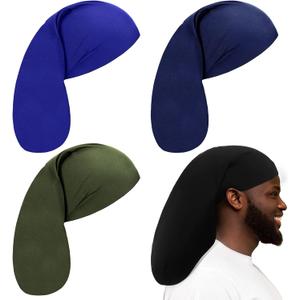Tatuo 4 Pieces Unisex Jumbo Dreadlock Cap Long Dreads Hair Head Wrap Sleeping Cap Hair Accessories Sleep Bonnet for Men Women (Royal Blue, Navy Blue, Black, Army Green)