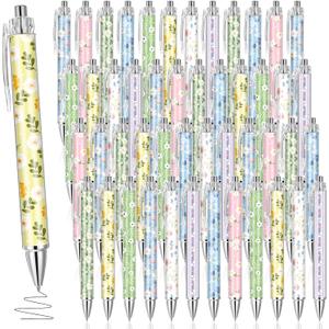 Pasimy 48 Pcs Flower Ballpoint Pens Bulk Floral Pens for Women Spring Floral Ballpoint Black Ink for Office Home Birthday Party Supplies Gifts