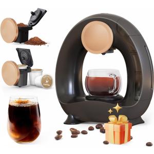 Single-Serve Coffee Maker, 2 in 1 One Cup Coffee Machine Compatible with K-Cup Pod & Coffee Grounds/Tea with One Button Operation,Fast Brew in 1 minute,Compact For Home, Office, RV and Dorm (Black)