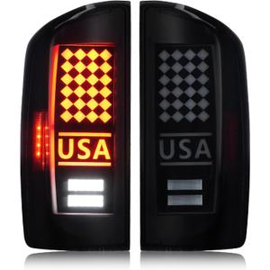 Tresound LED Tail Lights for Dodge Ram 1500 2007-2008, for Ram 2500 3500 2007-2009, Fit Halogen Type, Rear Taillights Assembly, 55277302AC, 55277303AC, Smoke Lens