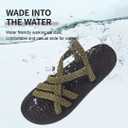 MEGNYA Women's Comfortable Walking Sandals with Arch Support, Athletic Hiking Sandals with Handmade Straps, Outdoor Soft Water Sandals for Beach Poolside Travel Camping (11, W14-taupe)