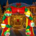 Leyndo 8FT Bow Christmas Inflatable Arch Archway Outdoor Decorations with LED Lights Built-in Giant Inflatable Bow Christmas Arch Blow up Yard Decorations for Outside Garden Lawn Holiday Party Decor