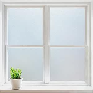 rabbitgoo Window Privacy Film, Frosted Glass Window Clings, Static Cling UV Heat Blocking Door Stickers for Home Bathroom, Removable Indoor Decal Coverings Day and Night, Pure, 17.5 x 78.7 Inches