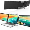 HotYeah Triple Laptop Screen Extender, (Windows & Mac) 14" 1080P Dual Portable Extended Monitor, USB-C Travel Display w/Kickstand, Tri Screen Monitor for 14-16" Laptop, Plug and Play