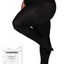 Plus Size Fleece Lined Tights, Fake Transparent Curvy Winter Thermal Tights for Women under Dress Medium