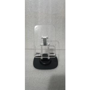 360-Degree Rotatable Phone Holder, Fully Adjustable Foldable Phone Stand, Clear Acrylic Desk Stand with Non-Slip Base, Office Accessory Base Suitable for All Thick-Shelled Phones, Black