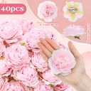 40 Pack Peony Flowers Hair Clip Set 3.1 Inch Flowers Hairpin Brooch Artificial Bridesmaid Pin up for Women Peony Hair Accessories Clothing Wedding Travel Birthday Party (Pink)