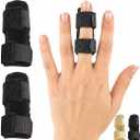 Vive Finger Splint (2 Pack) - Universal Finger Straightener - Broken and Trigger Finger Splints - Brace for Arthritis Pain and Support - Sprain Relief for Middle, Index, Ring, Pinky Fingers (Black)
