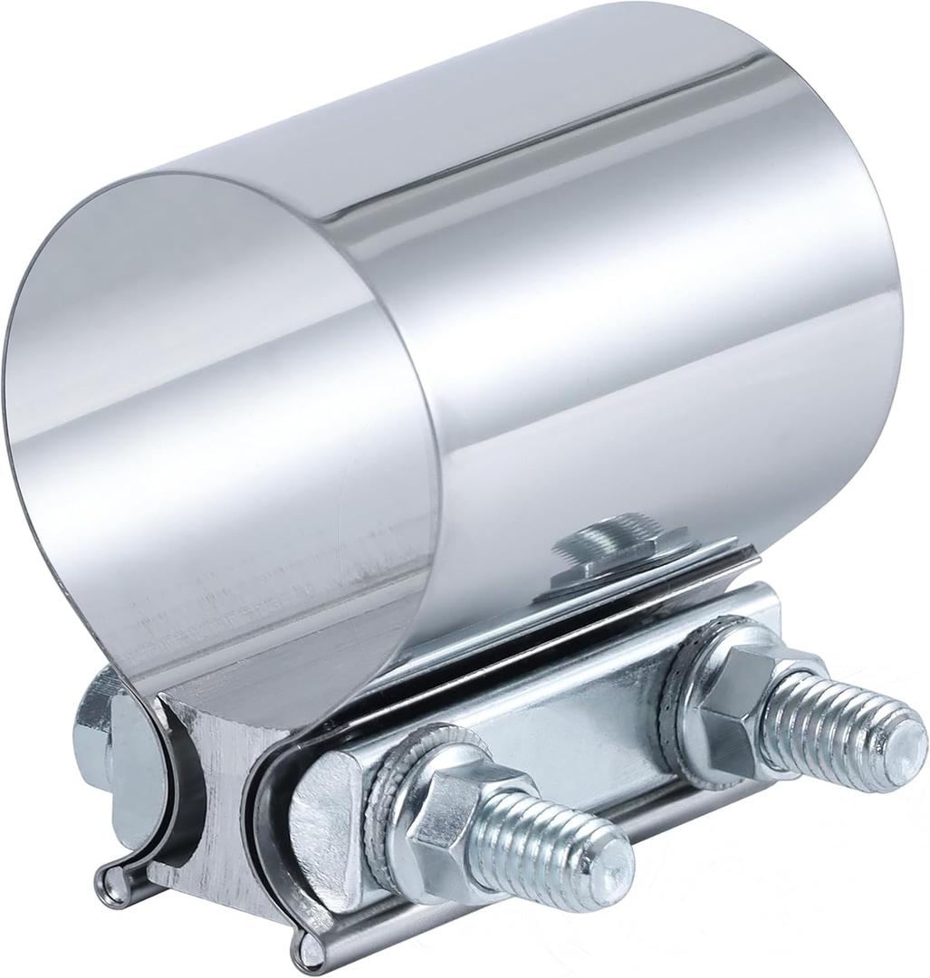 2.0 Inch Exhaust Clamp, Butt Joint Exhaust Pipe Muffler Band Clamp Sleeve Coupler Stainless Steel(1Pcs)