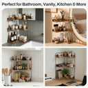 3-Tier Bathroom Counter Organizer, Wooden Corner Shelf for Vanity Countertop Skincare & Makeup, Storage and Organization for Kitchen