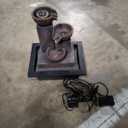 Three Bowls with Rotating Ball Flowing Tabletop Fountain Home Décor Indoor/Outdoor Decor Waterfall Sound Zen Mini Fountain Warm Led Light Pebbles Stone(23114)