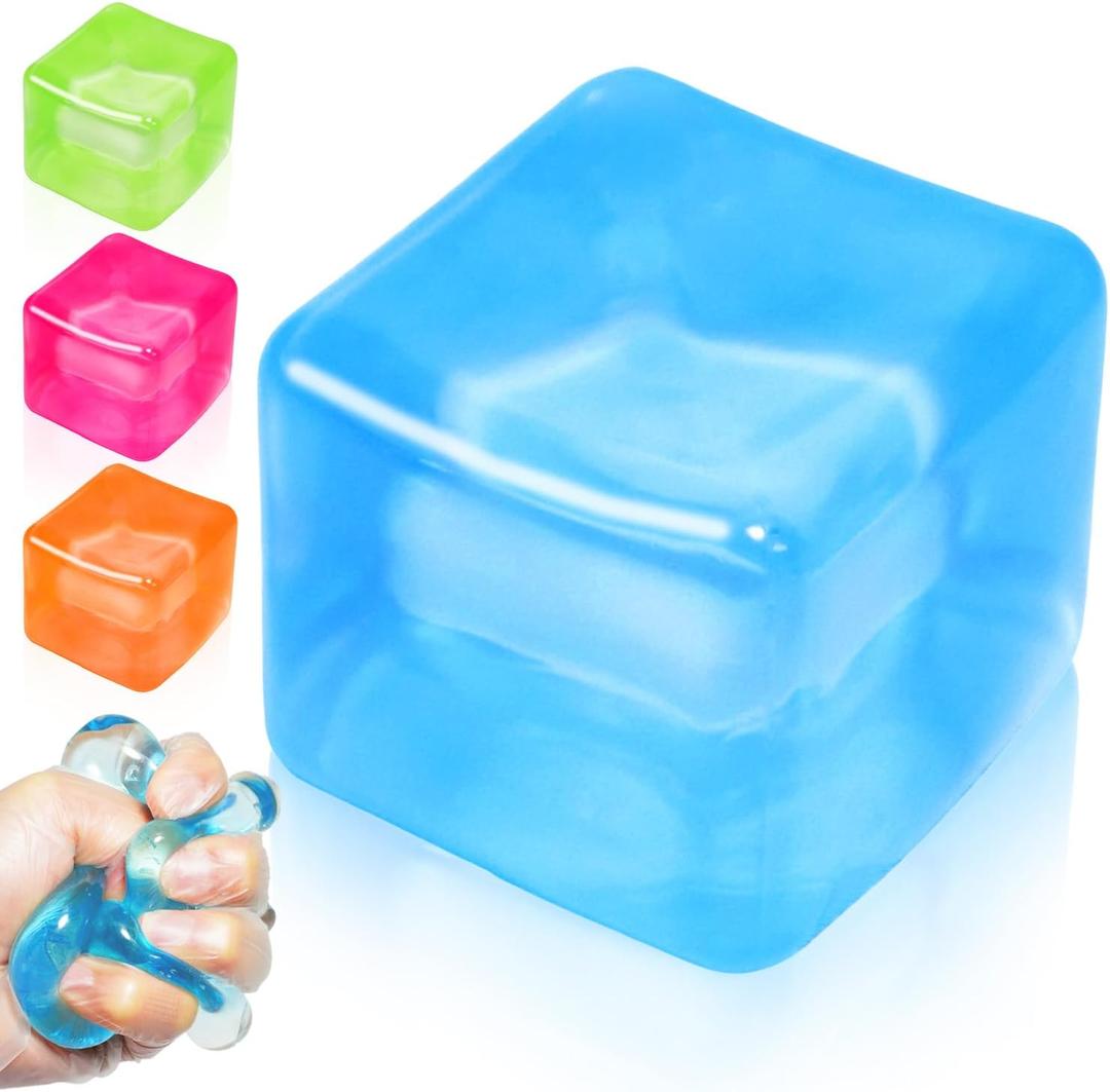 Fidget Toy Stress Cube, High Density Squishy Slow Rising Sensory Cube, Anxiety Relief Squeeze Toys for Kids Adults Teens, Classroom Prize & Party Favor Stress Balls (Blue)