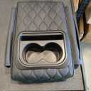UNIVERSAL CAR CENTER CONSOLE ARMREST BOX CUSHION CUP HOLDERS FAUX LEATHER BLACK