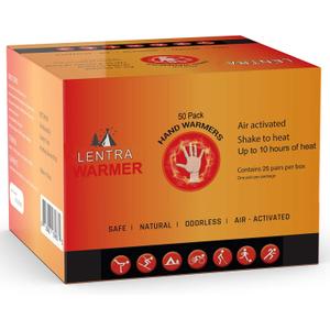 Hot Hand Warmers - 50 Count - 10 Hours Long Lasting Heat, Safe Natural Odorless Air Activated Heat Packs for Hands, Toes and Body - TSA Approved