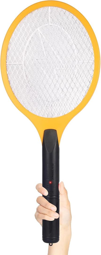 Electric Fly Swatter Bug Zapper Zap Mosquito - Indoor Outdoor Zapping Racket for Pest - Safe to Touch with 3-Layer Safety Mesh, Large Size, Pack of 1