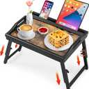 Bed Tray Table Breakfast Trays Serving Tray Bamboo Bed Laptap Floding Legs with Handles and Phone Holders