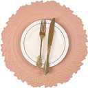 Noctiflorous Round Faux Leather 15 Inch Placemats Set of 4 Waterproof Wipeable Heat Resistant Tablemat for Dining Table Kitchen Non Slip Oilproof Table Place Mat for Indoor Outdoor(Pink, 4)