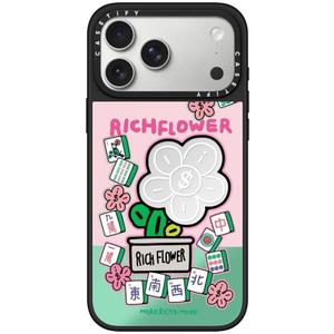 CASETiFY Mirror iPhone 17 Pro Max Case [Reflective/Compatible with Magsafe / 4.9 ft. 1X Military Grade Drop Protection] - Joy and Prosperity - Silver On Black