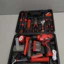 Tool Set - 8V Cordless Drill Set, 132 Piece Home Tool Set With Hand Drill, Tool Kit for Women & Men, Perfect for Homeowner, Diyer, Handyman (Red)