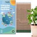 SproutWorld Wood-Cased Pencils | EVERYDAY EARTH | HB Pre-Sharpened Graphite Plantable Wooden Pencils with Flower, Herb & Vegetable Seeds |Gift Ideal for Drawing, Sketching & Shading | 12 Pack