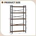 5 Tier Bookshelf 31.49" Width, Tall Book Shelf Storage and Organization, Wooden and Metal Industrial Bookcase, Large Book Shelves for Home Living Room Bedroom Office Storage(Vintage), 5 Tier - 31.5" W