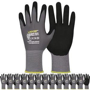 Work Gloves MicroFoam Nitrile Coated-6 Pairs,Seamless Knit Nylon Gloves ,Gray Work Gloves