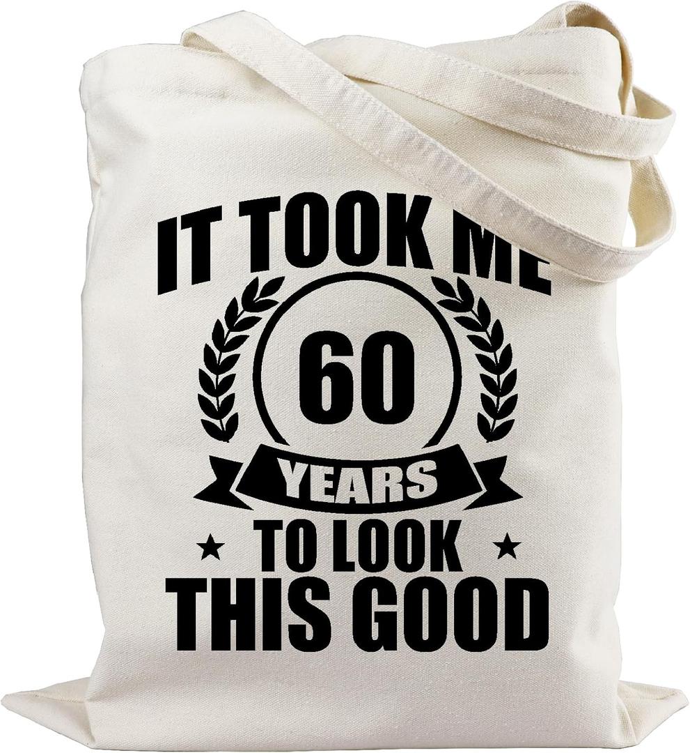 30th 40th 50th 60th 70th Birthday Gifts for Women, Reusable Canvas Tote Bag with Pocket for Mom Shopping Travel