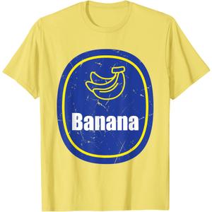 Banana Sticker Costume Cute Easy Fruit DIY Halloween T-Shirt (Small, Lemon Yellow)
