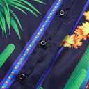 Mens Luxury Print Dress Shirt Long Sleeve Button-Down Shirt (Blue)