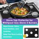 Stove Top Protector Compatible with Whirlpool Gas Stove WFG540H0ES/0/1 WFG540H0EB0/1 WFG540H0EH0/1 WFG540H0EE0/1 WFG540H0EW0/1, Washable & Reusable 0.5mm Gas Stove Protectors 5 Burners