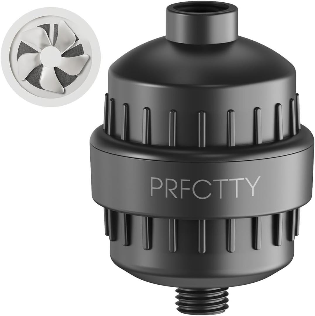25-Stage Shower Filter prevents scale buildup,Revitalize Hair Skin Nails with Purifying Water, softener hard water,99% Lead Chlorine, Fluoride Removed,High Output Fan Technology,Matte Black