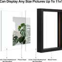 Egofine 11x14 Floating Frames Set of 2, Double Plexiglass Picture Frame, Made of Solid Wood Display Any Size Photo up to 11x14, Wall Mount or Tabletop Standing, Faded Black