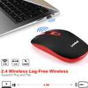 Leadsail Rechargeable Wireless Slim Cordless Mouse, 2.4G Portable Less Noise Optical Mouse with 5 Adjustable DPI Levels for Laptop, Desktop, MacBook