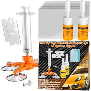 Upgraded Windshield Repair Kit for Chips and Cracks  Instant Fix for Chips, Cracks, and Bullseyes, High-Pressure Resin Injection Glass Windshield Crack Repair Kit for Long-Lasting (BurntOrange)