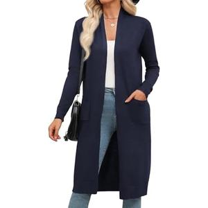 Zeagoo Women's Long Cardigan Sweaters Lightweight Sweater Long Sleeve Open Front Casual Knit Duster Cardigans with Pocket, M