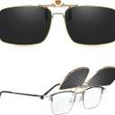 Myiaur Clip on Sunglasses Wear Over Glasses for Men Women Polarized Flip Up Glasses UV400 Protection Metal Frame (A03 Gold Grey)
